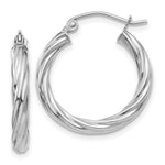 Load image into Gallery viewer, 14K White Gold Polished 3.25mm Twisted Hoop Earrings 15mm length