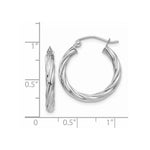Load image into Gallery viewer, 14K White Gold Polished 3.25mm Twisted Hoop Earrings 15mm length