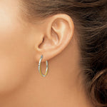 Load image into Gallery viewer, 14K Yellow Gold & Rhodium Diamond-cut 2.5mm Twisted Hoop Earrings 25mm length