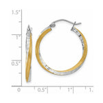 Load image into Gallery viewer, 14K Yellow Gold & Rhodium Diamond-cut 2.5mm Twisted Hoop Earrings 25mm length