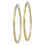 Load image into Gallery viewer, 14K Yellow Gold & Rhodium Diamond-cut 2.5mm Twisted Hoop Earrings 55mm length
