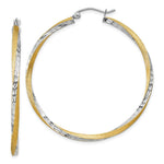 Load image into Gallery viewer, 14K Yellow Gold & Rhodium Diamond-cut 2.5mm Twisted Hoop Earrings 45mm length
