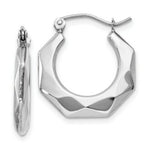 Load image into Gallery viewer, 14K White Gold Faceted Hoop Earrings 11mm length