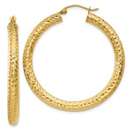 Load image into Gallery viewer, 14K Yellow Gold Diamond-cut 4mm Round Hoop Earrings 40mm length