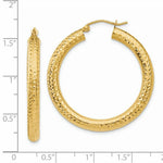 Load image into Gallery viewer, 14K Yellow Gold Diamond-cut 4mm Round Hoop Earrings 35mm length