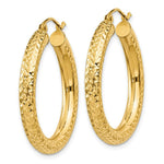 Load image into Gallery viewer, 14K Yellow Gold Diamond-cut 4mm Round Hoop Earrings 30mm length