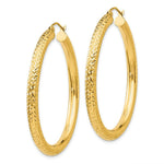Load image into Gallery viewer, 14K Yellow Gold Diamond-cut 4mm Round Hoop Earrings 45mm length