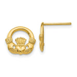 Load image into Gallery viewer, 14K Yellow Gold Claddagh Post Earrings