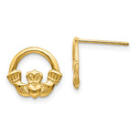 Load image into Gallery viewer, 14K Yellow Gold Claddagh Post Earrings