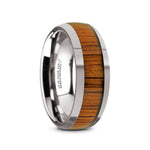 Load image into Gallery viewer, Mens Comfort Fit -Tungsten Domed Profile Polished Finish Wedding Ring - Koa Wood Inlay - 8mm Wide - Style name: KAMEHA
