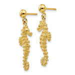 Load image into Gallery viewer, 14K Yellow Gold Large Seahorse Dangle Post Earrings