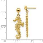 Load image into Gallery viewer, 14K Yellow Gold Large Seahorse Dangle Post Earrings