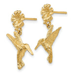 Load image into Gallery viewer, 14K Yellow Gold Hummingbird Dangles from Flower Post Earrings