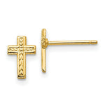 Load image into Gallery viewer, 14K Yellow Gold Polished Cross Post Earrings 9mm length