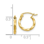Load image into Gallery viewer, 14K Yellow Gold Twist Polished Hoop Earring 10mm length