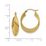 Load image into Gallery viewer, 14K Yellow Gold Lightweight Fancy Hoop Earrings 19mm length