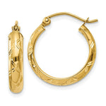 Load image into Gallery viewer, 14K Yellow Gold Diamond-cut Polished Hoop Earring 13mm length