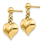 Load image into Gallery viewer, 14K Yellow Gold Polished Puffed Heart Dangle Post Earrings