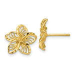 Load image into Gallery viewer, 14K Yellow Gold Diamond-cut Filigree Plumeria Earrings