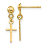 Load image into Gallery viewer, 14K Yellow Gold Polished Cross Dangle Post Earrings