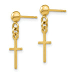 Load image into Gallery viewer, 14K Yellow Gold Polished Cross Dangle Post Earrings