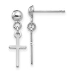 Load image into Gallery viewer, 14k White Gold Polished Cross Dangle Post Earrings