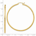 Load image into Gallery viewer, 14K Yellow Gold Diamond-cut 2mm Round Tube Hoop Earrings 55mm length