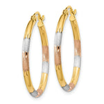 Load image into Gallery viewer, 14K Tri-Color Gold 2mm Diamond-cut Earrings 22mm length