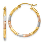 Load image into Gallery viewer, 14K Tri-Color Gold 2mm Diamond-cut Earrings 22mm length