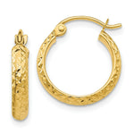 Load image into Gallery viewer, 14K Yellow Gold Diamond-cut 2.8x15mm Hollow Hoop Earrings 15mm length