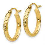 Load image into Gallery viewer, 14K Yellow Gold Diamond-cut 2.8x18mm Hollow Hoop Earrings 18mm length