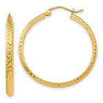 Load image into Gallery viewer, 14K Yellow Gold Diamond-cut 2.8x30mm Hollow Hoop Earrings 30mm length
