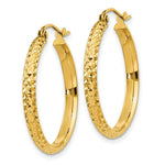 Load image into Gallery viewer, 14K Yellow Gold Diamond-cut 2.8x25mm Hollow Hoop Earrings 25mm length