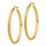 Load image into Gallery viewer, 14K Yellow Gold Diamond-cut 2.8x37mm Hollow Hoop Earrings 37mm length