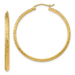 Load image into Gallery viewer, 14K Yellow Gold Diamond-cut 2.8x37mm Hollow Hoop Earrings 37mm length