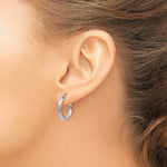 Load image into Gallery viewer, 14K White Gold Diamond-cut 2.8x18mm Hollow Hoop Earrings 18mm length