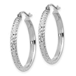 Load image into Gallery viewer, 14K White Gold Diamond-cut 2.8x25mm Hollow Hoop Earrings 25mm length