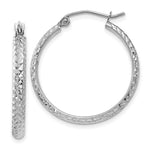 Load image into Gallery viewer, 14K White Gold Diamond-cut 2.8x25mm Hollow Hoop Earrings 25mm length