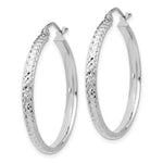 Load image into Gallery viewer, 14K White Gold Diamond-cut 2.8x30mm Hollow Hoop Earrings 30mm length