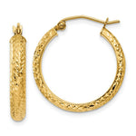 Load image into Gallery viewer, 14K Yellow Gold Diamond-cut 3.5x22mm Hollow Hoop Earrings 22mm length
