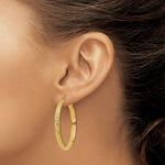 Load image into Gallery viewer, 14K Yellow Gold Diamond-cut 3.5x38mm Hollow Hoop Earrings 38mm length