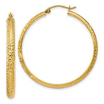 Load image into Gallery viewer, 14K Yellow Gold Diamond-cut 3.5x38mm Hollow Hoop Earrings 38mm length