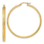 Load image into Gallery viewer, 14K Yellow Gold Diamond-cut 3.5x46mm Hollow Hoop Earrings 46mm length