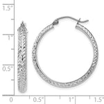 Load image into Gallery viewer, 14K White Gold Diamond-cut 3.5x28mm Hollow Hoop Earrings 28mm length