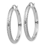 Load image into Gallery viewer, 14K White Gold Diamond-cut 3.5x34mm Hollow Hoop Earrings 34mm length