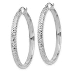 Load image into Gallery viewer, 14K White Gold Diamond-cut 3.5x38mm Hollow Hoop Earrings 38mm length