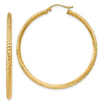 Load image into Gallery viewer, 14K Yellow Gold Knife Edge Diamond-cut Hollow Hoop Earrings 45mm length