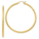 Load image into Gallery viewer, 14K Yellow Gold Knife Edge Diamond-cut Hollow Hoop Earrings 55mm length