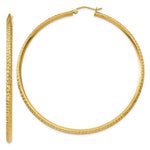 Load image into Gallery viewer, 14K Yellow Gold Knife Edge Diamond-cut Hollow Hoop Earrings 65mm length