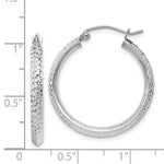 Load image into Gallery viewer, 14K White Gold Knife Edge Diamond-cut 2.5x25mm Hoop Earrings 25mm length